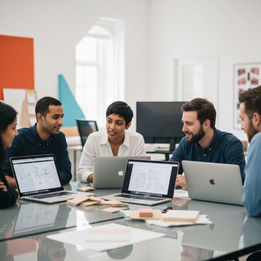 Team collaboration discussing design